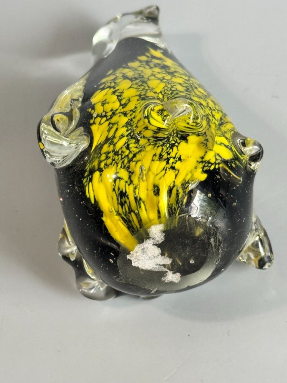 Vintage Art Glass Penguin Paperweight Black Yellow Controlled Bubble 4 1/2" - Picture 11 of 11